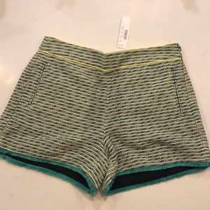 JCrew Seaweed tweed shorts with neon piping Sz 4